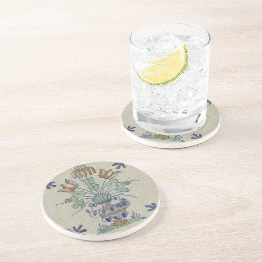 デルフトタイルアンティークセラミックフラワーポット コースター (側面)