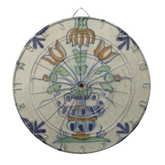 デルフトタイルアンティークセラミックフラワーポット ダーツボード (正面)