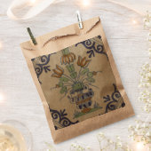 デルフトタイルアンティークセラミックフラワーポット フェイバーバッグ (クリップ留めされた状態)