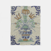 デルフトタイルアンティークセラミックフラワーポット フリースブランケット (正面)