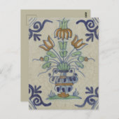 デルフトタイルアンティークセラミックフラワーポット ポストカード (正面/裏面)