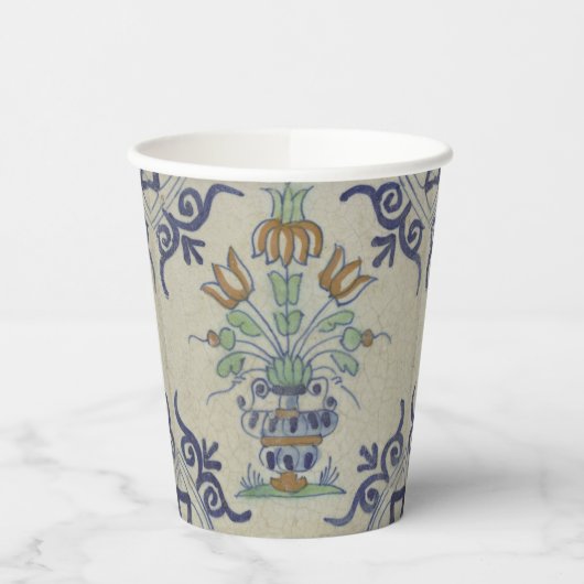 デルフトタイルアンティークセラミックフラワーポット 紙コップ (左)