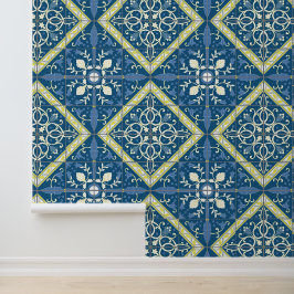 デルフトタイル青（白） 壁紙