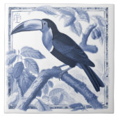 デルフトトゥカンボタニカルアールヌーボーウォーターカラーデコール タイル (正面)