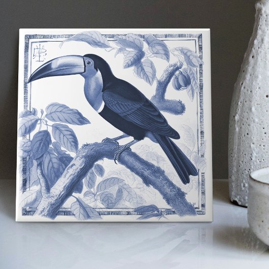 デルフトトゥカンボタニカルアールヌーボーウォーターカラーデコール タイル