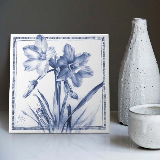 デルフトナルシセウォールデコールアールヌーボーウォーターカラー タイル