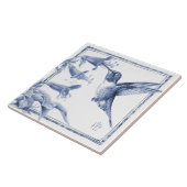 デルフトハミングバードデコールアールヌーボー水彩 タイル (側面)