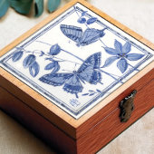 デルフトバタフライフローラウォールデコールアールヌーボー タイル