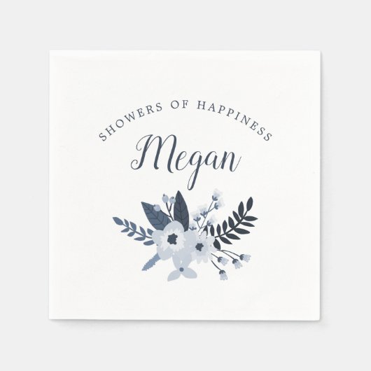 デルフトフローラベビーまたはブライダルシャワー スタンダードカクテルナプキン (正面)