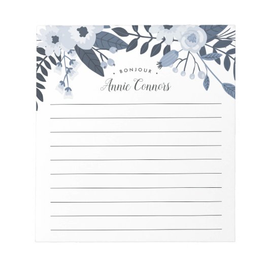 デルフトフローラ |線パーソナライズされた付 ノートパッド (正面)