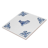 デルフトブルーとホワイトコーナーを持つ装飾フクロウ タイル (側面)