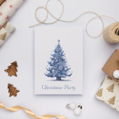 デルフトブルーのカスタマイズ可能なクリスマスツリー 招待状