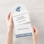 デルフトブルーのカスタマイズ可能なチューリップ オールインワン招待状 (貼ってはがせる)