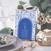 デルフトブルーのシノワズリーデザインの席次表 テーブルナンバー
