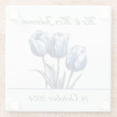 デルフトブルーのチューリップ オーダーメイド ガラスコースター (裏面)