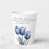 デルフトブルーのチューリップ カップ（カスタマイズ可能） 紙コップ (正面)