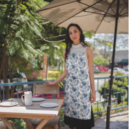 デルフトブルーのハート エプロン