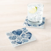 デルフトブルーのハート ガラスコースター (アングル)