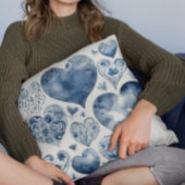 デルフトブルーのハート クッション