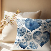 デルフトブルーのハート クッション