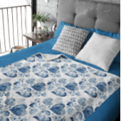 デルフトブルーのハート フリースブランケット