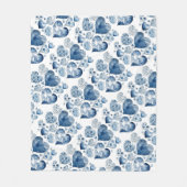 デルフトブルーのハート フリースブランケット (正面)