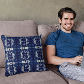 デルフトブルーのパームリーフ クッション