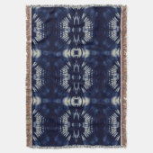 デルフトブルーのパームリーフ スローブランケット (正面縦)