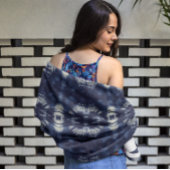 デルフトブルーのパームリーフ ビーチタオル