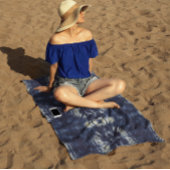 デルフトブルーのパームリーフ ビーチタオル