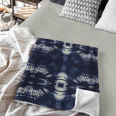 デルフトブルーのパームリーフ フリースブランケット