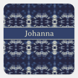 デルフトブルーのヤシの葉 | 対称的でパーソナライズされたデザイン スクエアシール