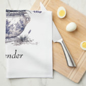 デルフトブルーのラベンダー キッチンタオル (四つ折り)