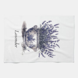 デルフトブルーのラベンダー キッチンタオル