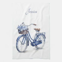 デルフトブルーの自転車フラワーのカントリー風チャーム