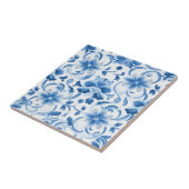 デルフトブルーの花柄装飾セラミックタイル タイル (側面)