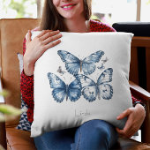 デルフトブルーの蝶々、カスタマイズ可能 クッション