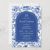 デルフトブルーアンティークチノイスリーSweet sixteen 招待状 (正面)