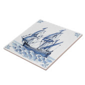 デルフトブルーオランダスタイルフリゲートスクーナーセーリングボート タイル (側面)