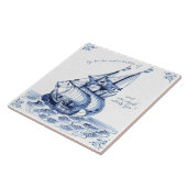 デルフトブルーオランダスタイルフリゲートスクーナーセーリングボート タイル (側面)