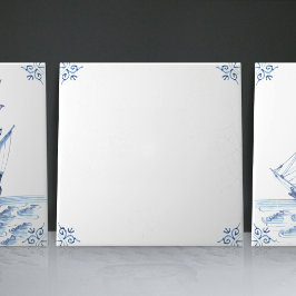 デルフトブルーオランダスタイルフリゲートスクーナーセーリングボート タイル