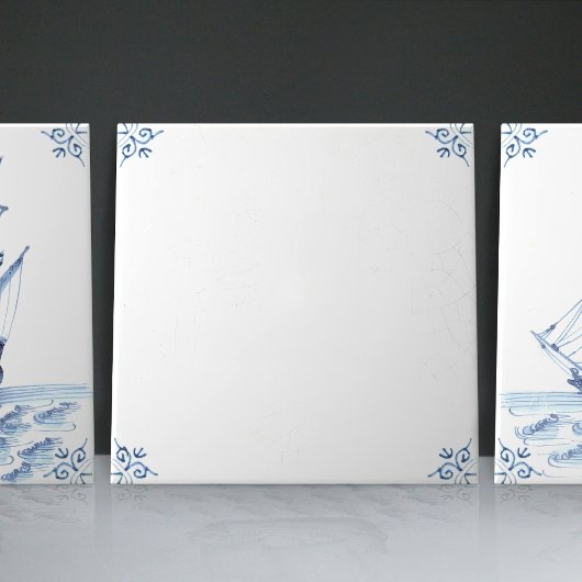 デルフトブルーオランダスタイルフリゲートスクーナーセーリングボート タイル