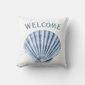 デルフトブルークラムシーシェル航海のビーチハウス クッション (正面)