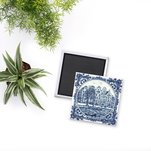 デルフトブルーシティ建物&ウォー絵画ターフロントズ マグネット