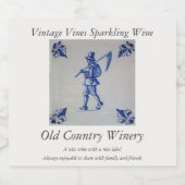 デルフトブルータイル – テンプレート スパークリングワインラベル (シングルラベル)