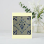 デルフトブルータイル – 花と花束のある花瓶 招待状 (スタンド正面)