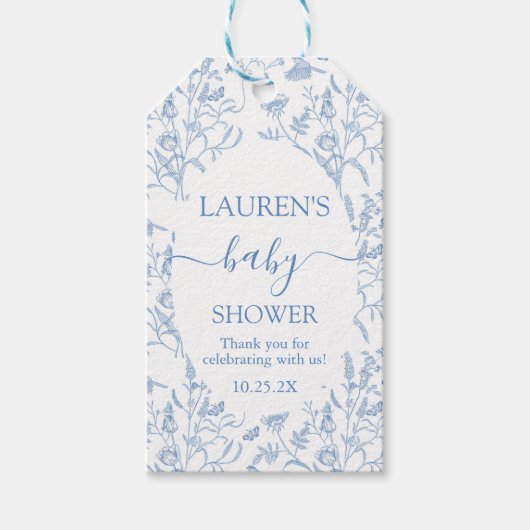 デルフトブルーチノイスリーベビーシャワーボーイギフトラベル ギフトタグ (正面)