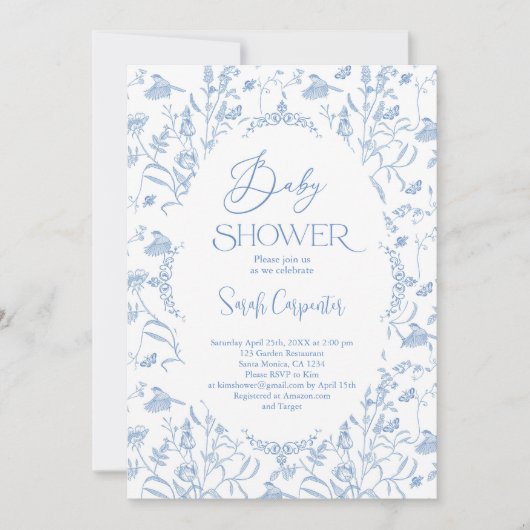 デルフトブルーチノワセリーベビーシャワーボーイ招待状 招待状 (正面)