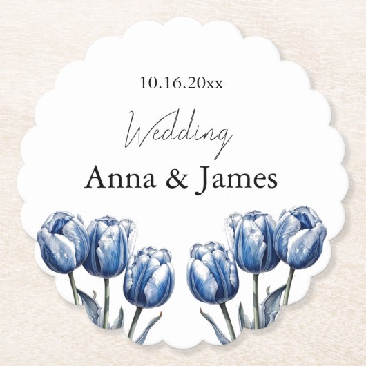 デルフトブルーチューリップカスタム ペーパーコースター (正面)