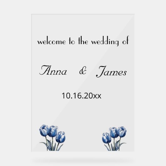 デルフトブルーチューリップ結婚式 プログラム アクリルサイン (正面)